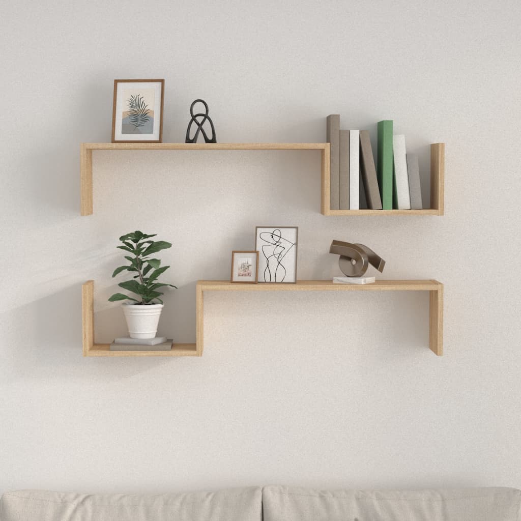 Wall Shelf 2 pcs Sonoma Oak 100x15x20 cm Engineered Wood