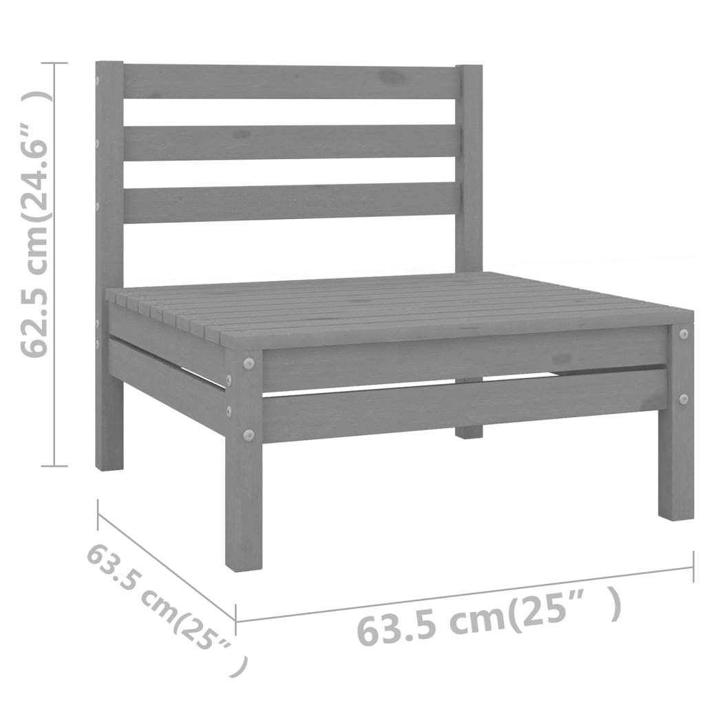 12 Piece Garden Lounge Set Solid Wood Pine Grey