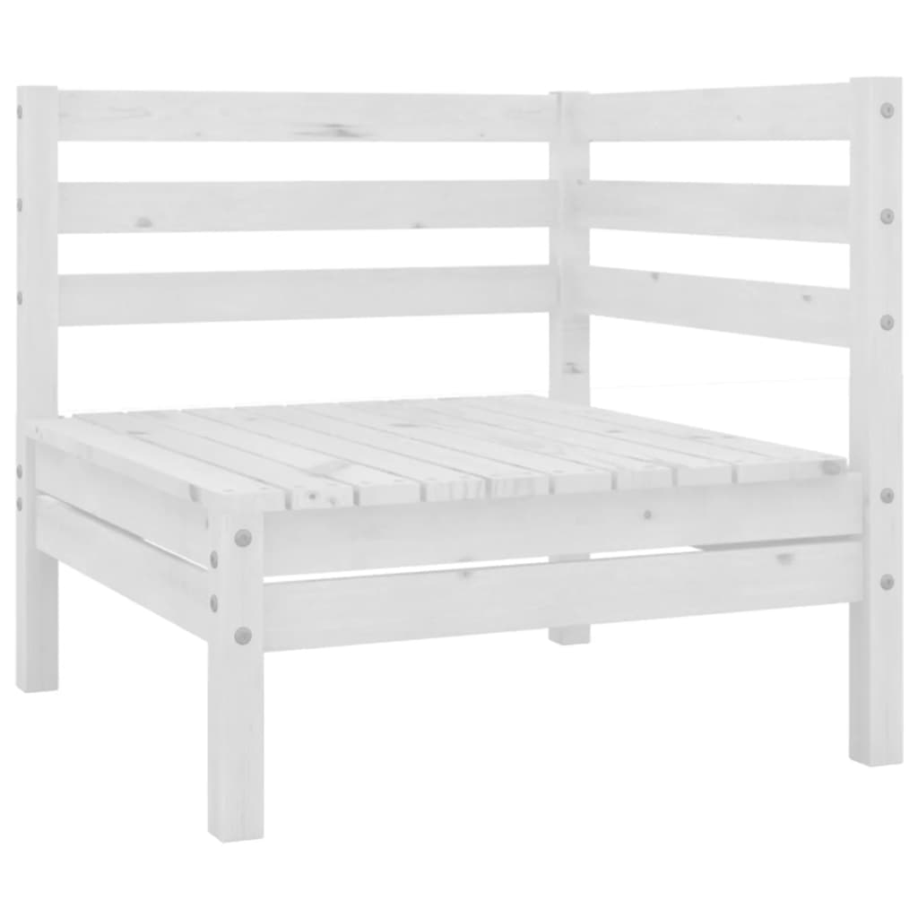 10 Piece Garden Lounge Set White Solid Wood Pine