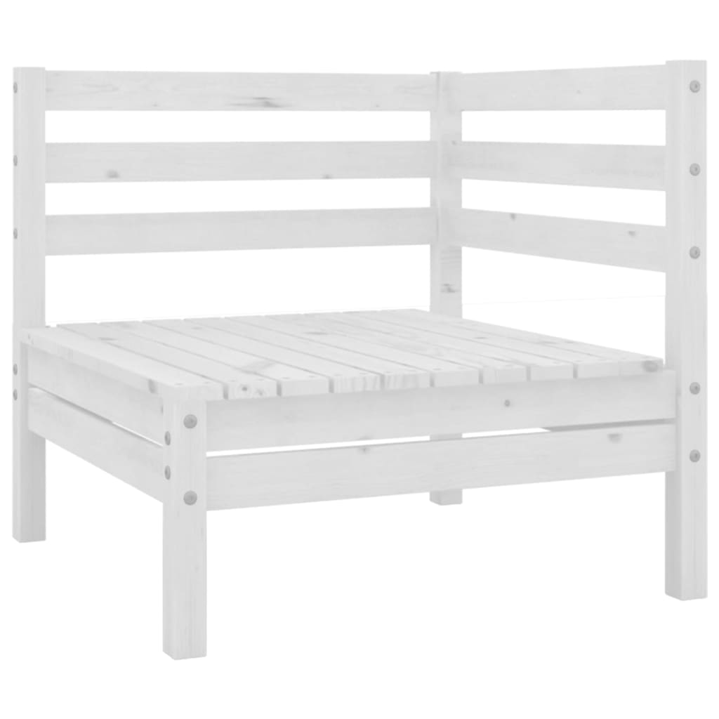 10 Piece Garden Lounge Set White Solid Wood Pine