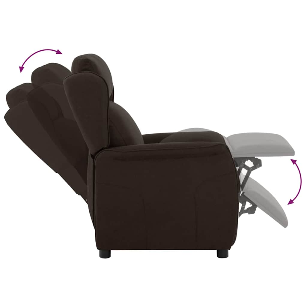 Recliner Chair Dark brown 67.5 x 93.5 x 101.5 cm Fabric