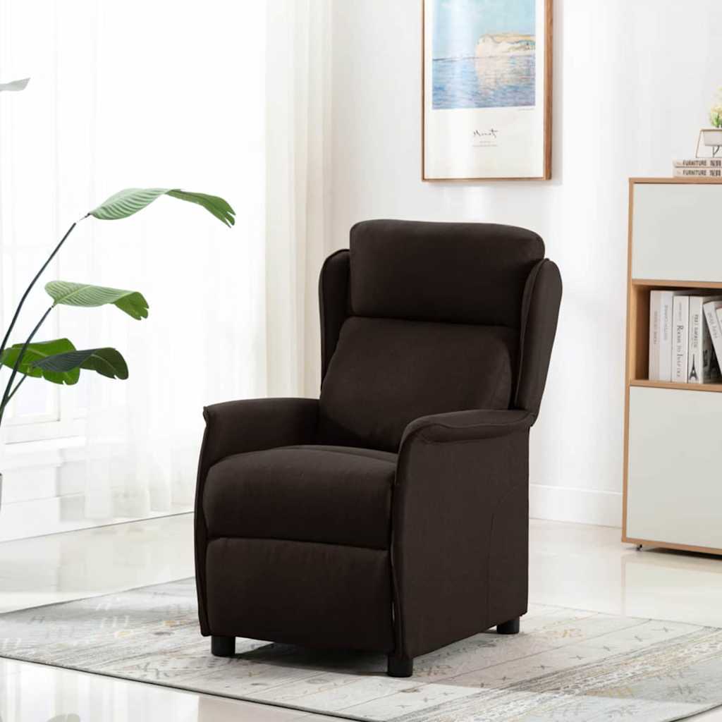 Recliner Chair Dark brown 67.5 x 93.5 x 101.5 cm Fabric