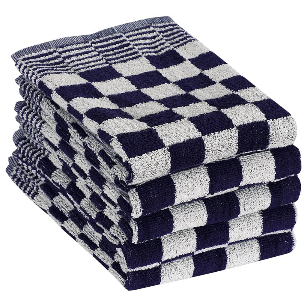 10 Piece Towel Set Blue and White Cotton