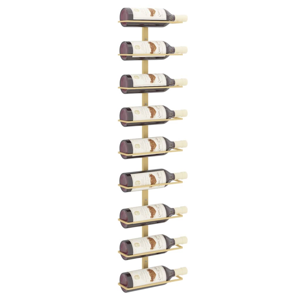 Wall-mounted Wine Rack for 9 Bottles Gold Iron