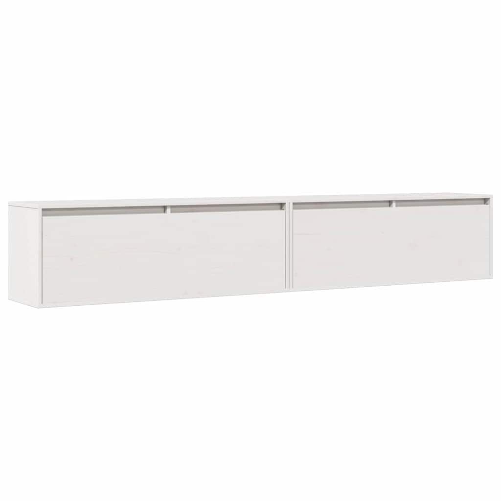 Wall Cabinets 2 pcs White 100x30x35 cm Solid Wood Pine