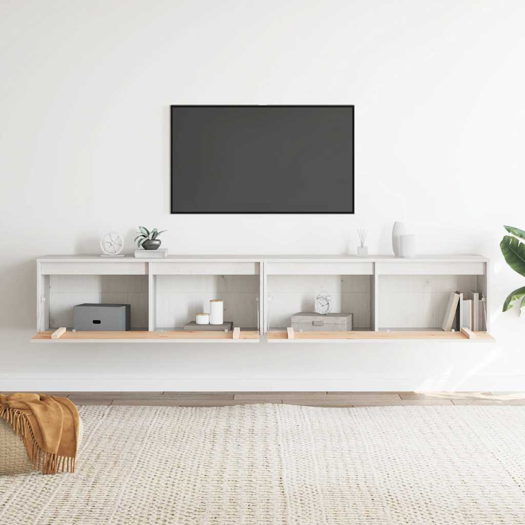 Wall Cabinets 2 pcs White 100x30x35 cm Solid Wood Pine