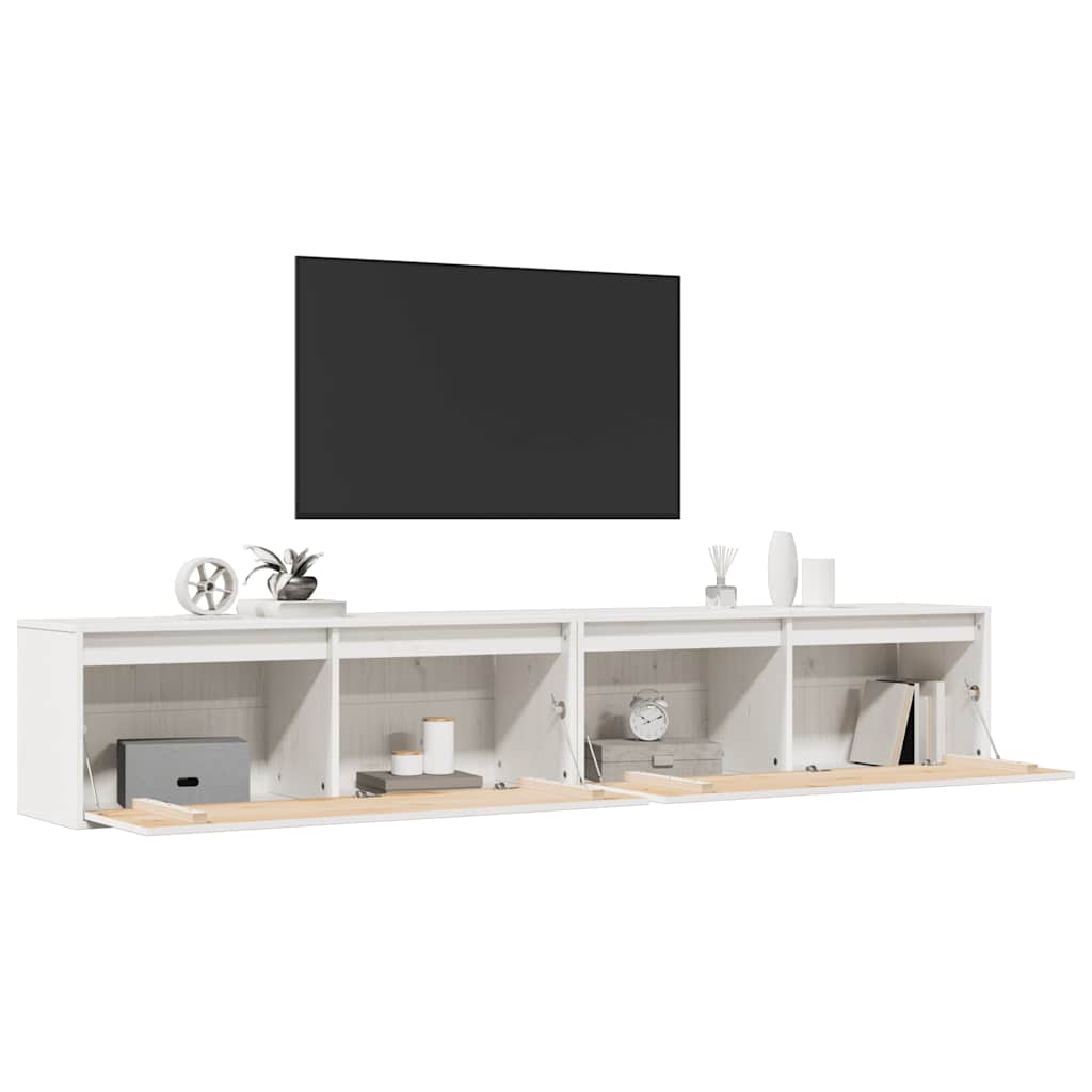 Wall Cabinets 2 pcs White 100x30x35 cm Solid Wood Pine