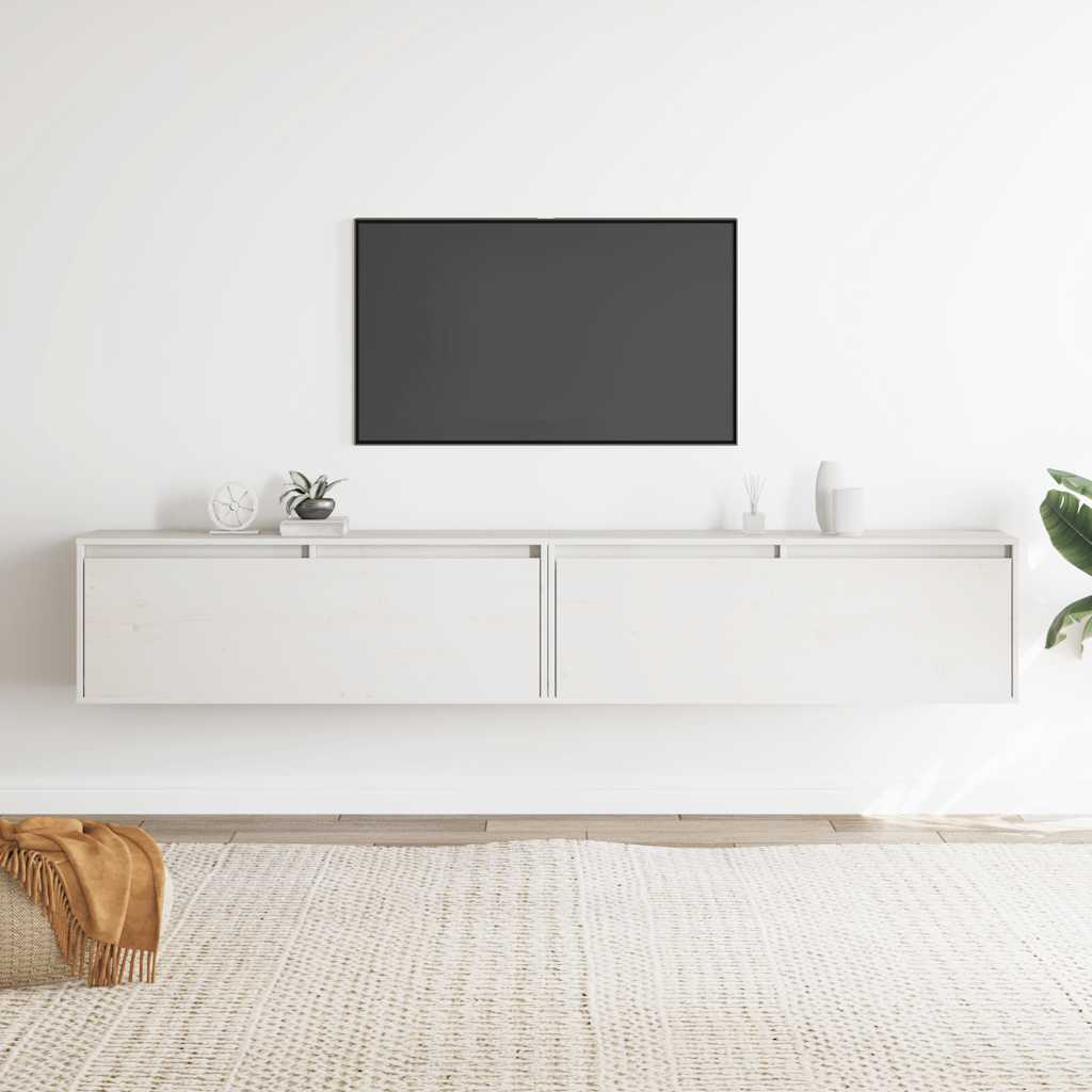 Wall Cabinets 2 pcs White 100x30x35 cm Solid Wood Pine