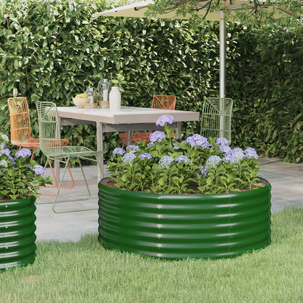 Garden Raised Bed Powder-coated Steel 100x100x36 cm Green