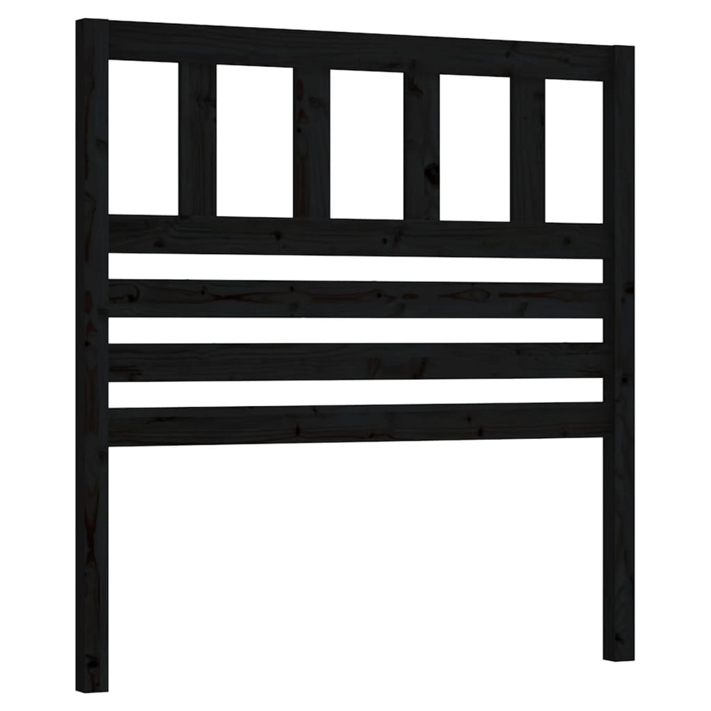 Bed Headboard Black 96x4x100 cm Solid Wood Pine