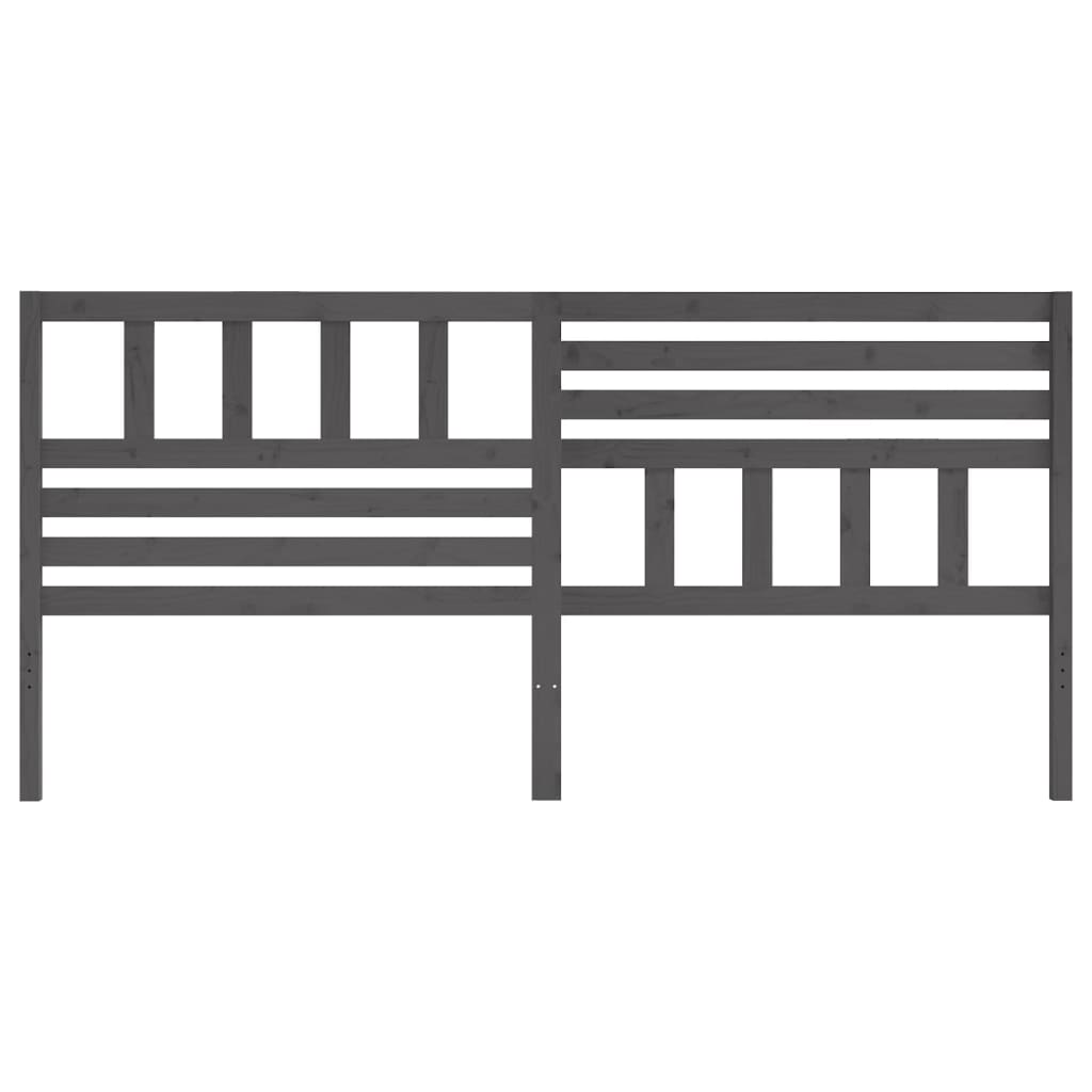 Bed Headboard Grey 186x4x100 cm Solid Wood Pine
