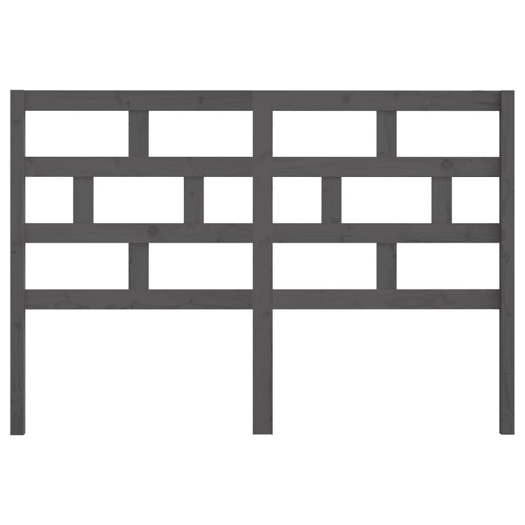 Bed Headboard Grey 141x4x100 cm Solid Wood Pine