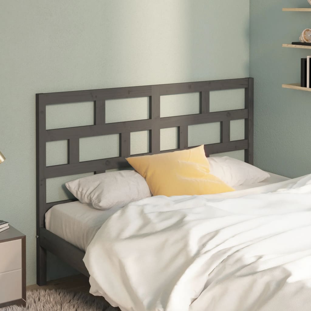Bed Headboard Grey 156x4x100 cm Solid Wood Pine