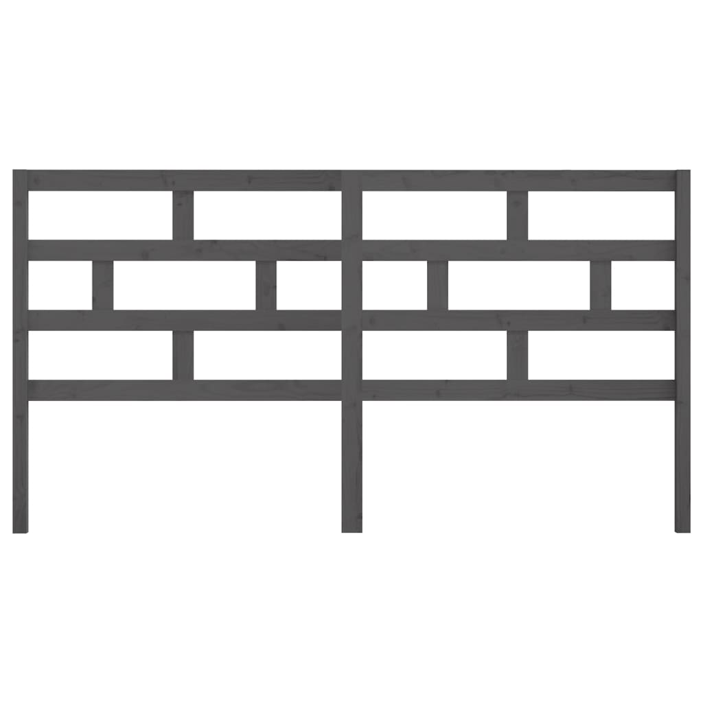 Bed Headboard Grey 186x4x100 cm Solid Wood Pine