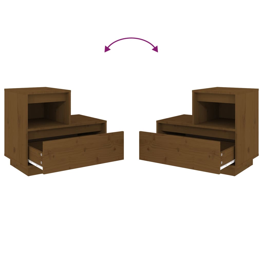 Bedside Cabinets 2 pcs Honey Brown 60x34x51 cm Solid Wood Pine