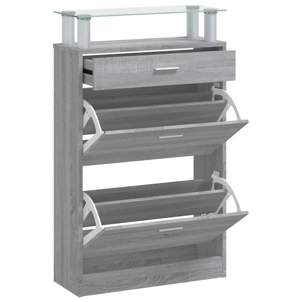 Shoe Cabinet Grey Sonoma 63x24x104 cm Engineered Wood