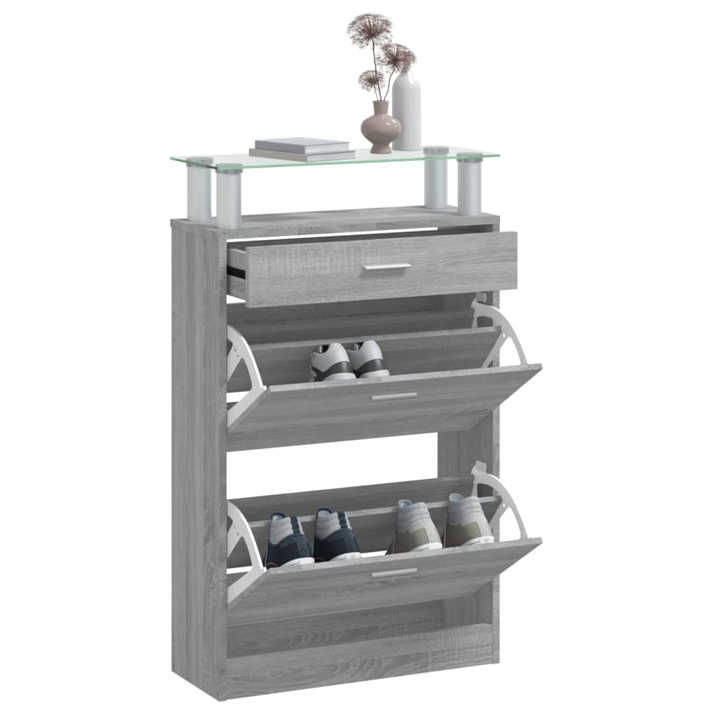 Shoe Cabinet Grey Sonoma 63x24x104 cm Engineered Wood