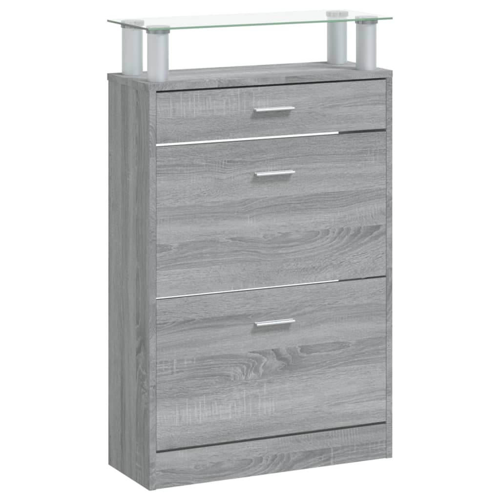 Shoe Cabinet Grey Sonoma 63x24x104 cm Engineered Wood