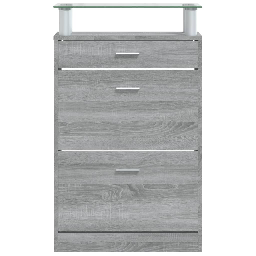 Shoe Cabinet Grey Sonoma 63x24x104 cm Engineered Wood