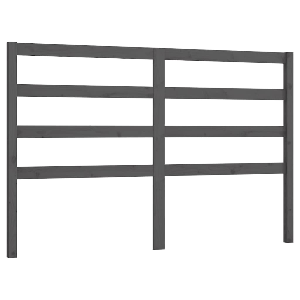 Bed Headboard Grey 126x4x100 cm Solid Wood Pine