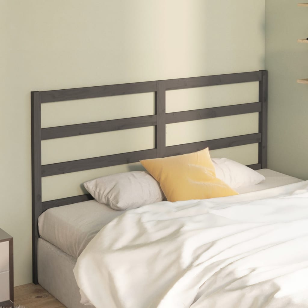Bed Headboard Grey 126x4x100 cm Solid Wood Pine