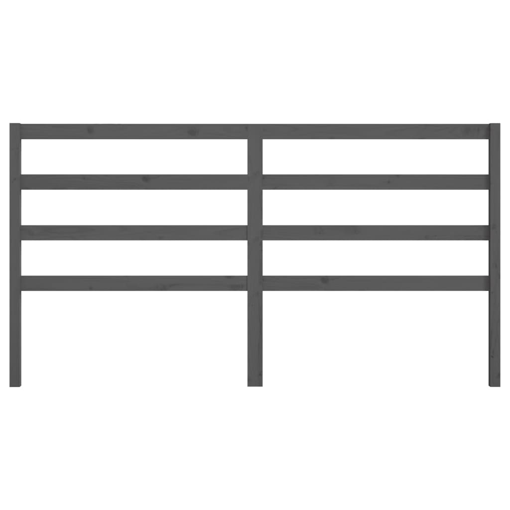 Bed Headboard Grey 206x4x100 cm Solid Wood Pine