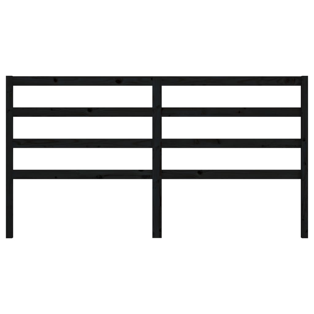 Bed Headboard Black 206x4x100 cm Solid Wood Pine