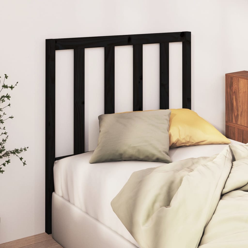 Bed Headboard Black 81x4x100 cm Solid Wood Pine
