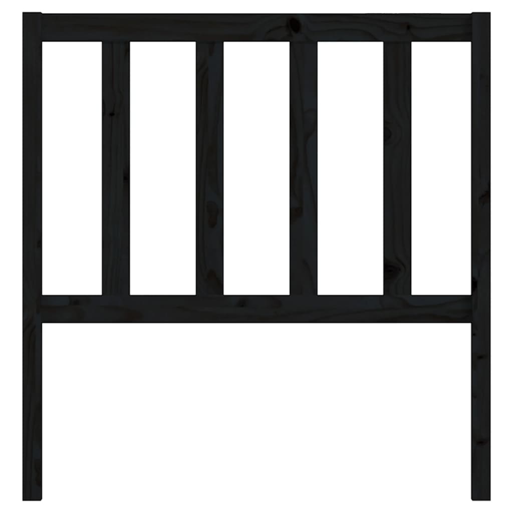 Bed Headboard Black 81x4x100 cm Solid Wood Pine