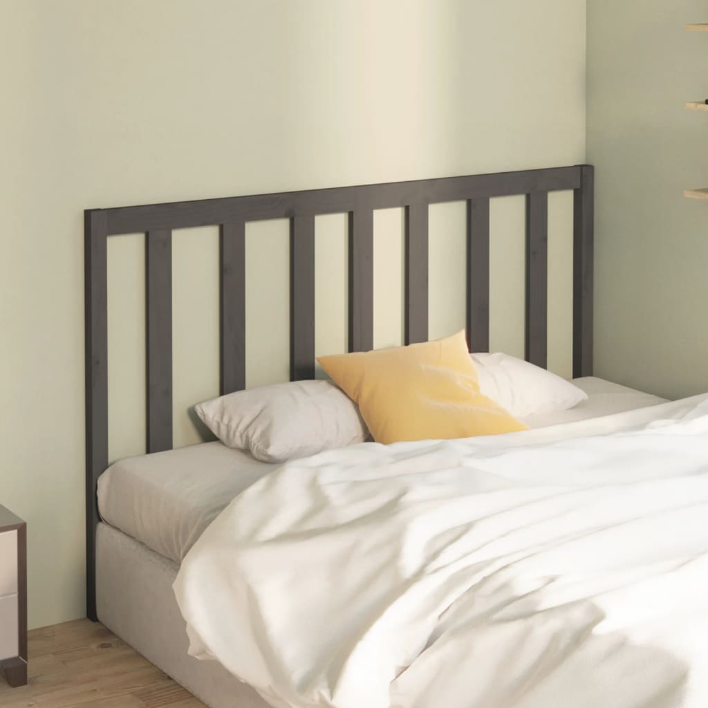 Bed Headboard Grey 156x4x100 cm Solid Wood Pine
