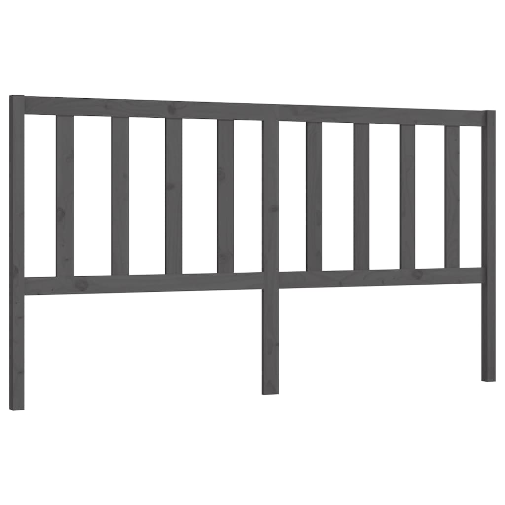 Bed Headboard Grey 206x4x100 cm Solid Wood Pine