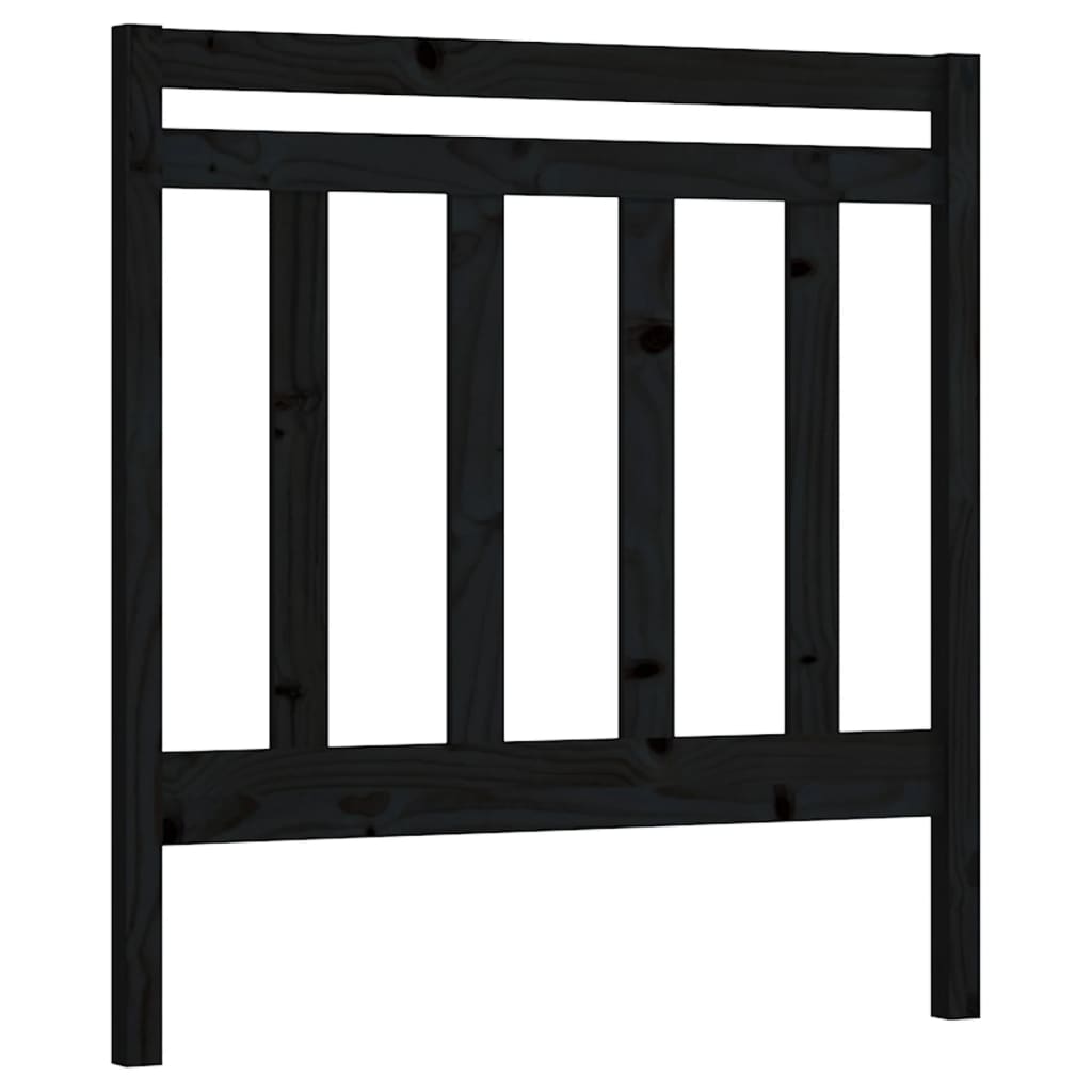 Bed Headboard Black 81x4x100 cm Solid Wood Pine