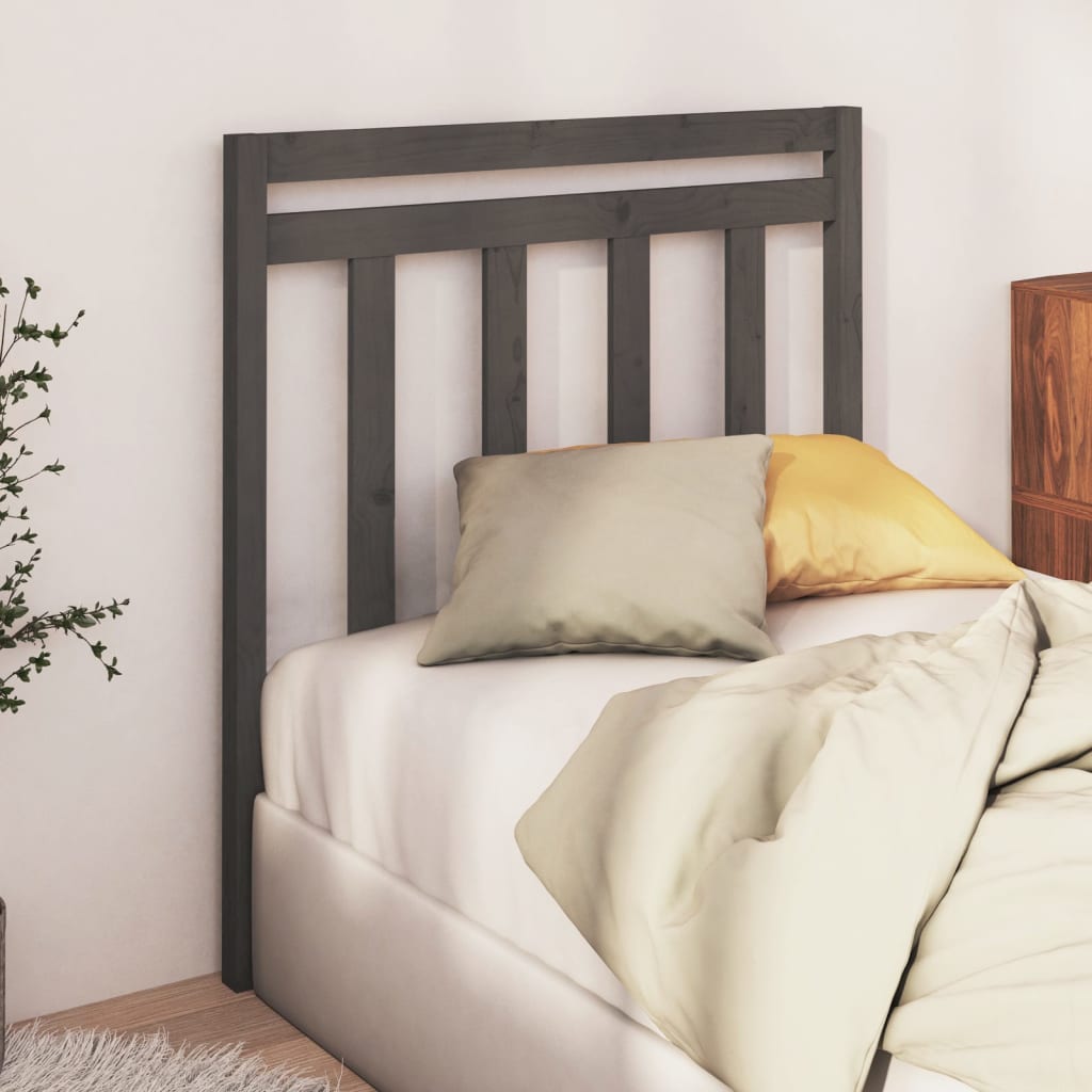 Bed Headboard Grey 106x4x100 cm Solid Wood Pine