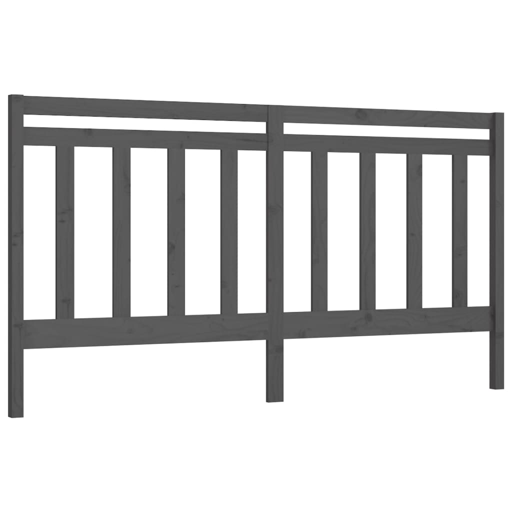 Bed Headboard Grey 186x4x100 cm Solid Wood Pine