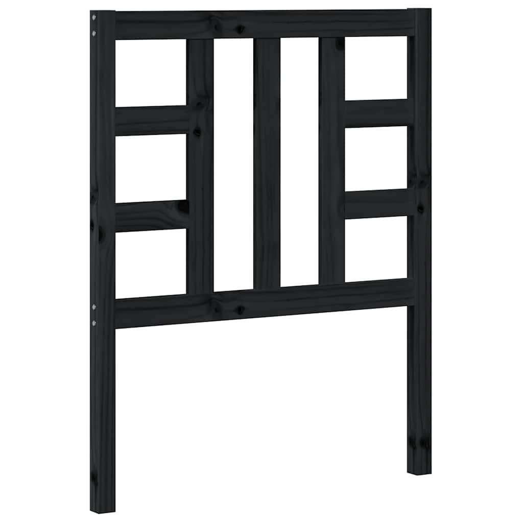 Bed Headboard Black 81x4x100 cm Solid Wood Pine