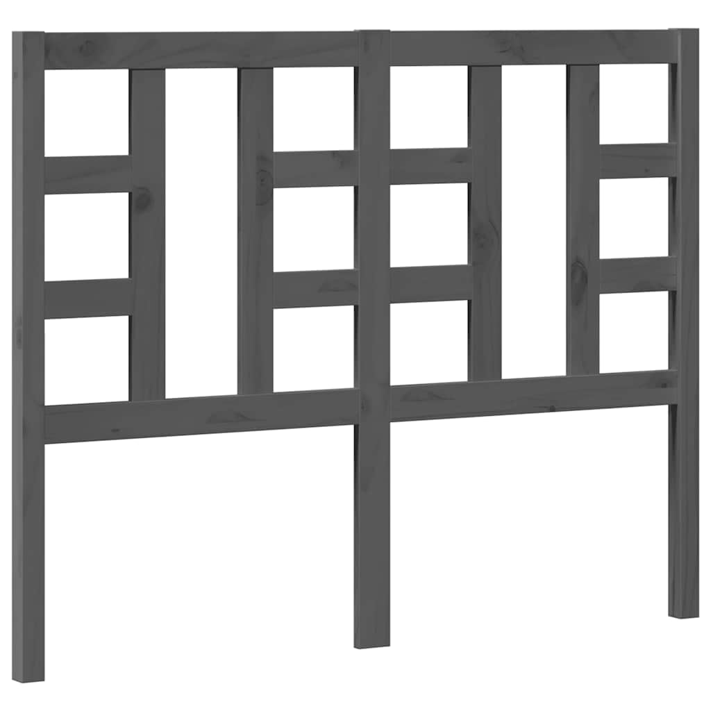 Bed Headboard Grey 126x4x100 cm Solid Wood Pine