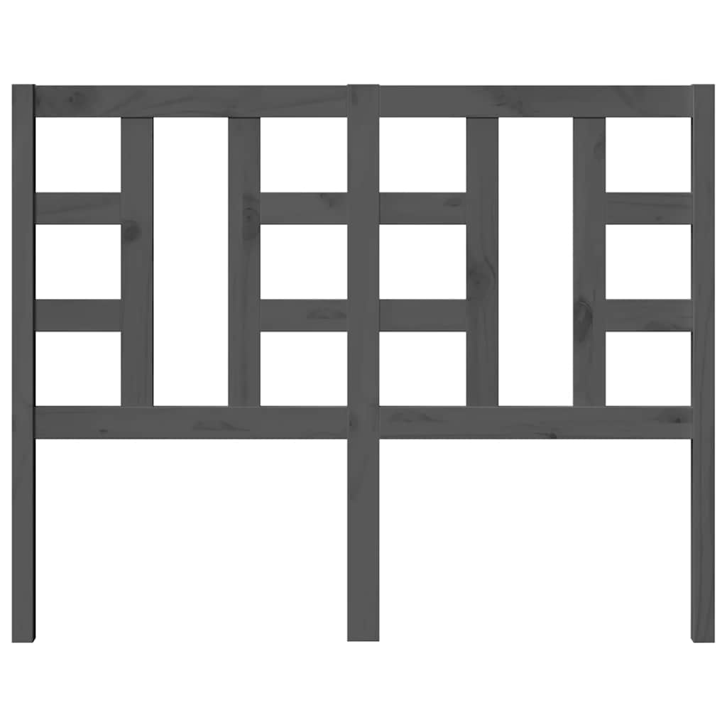 Bed Headboard Grey 126x4x100 cm Solid Wood Pine