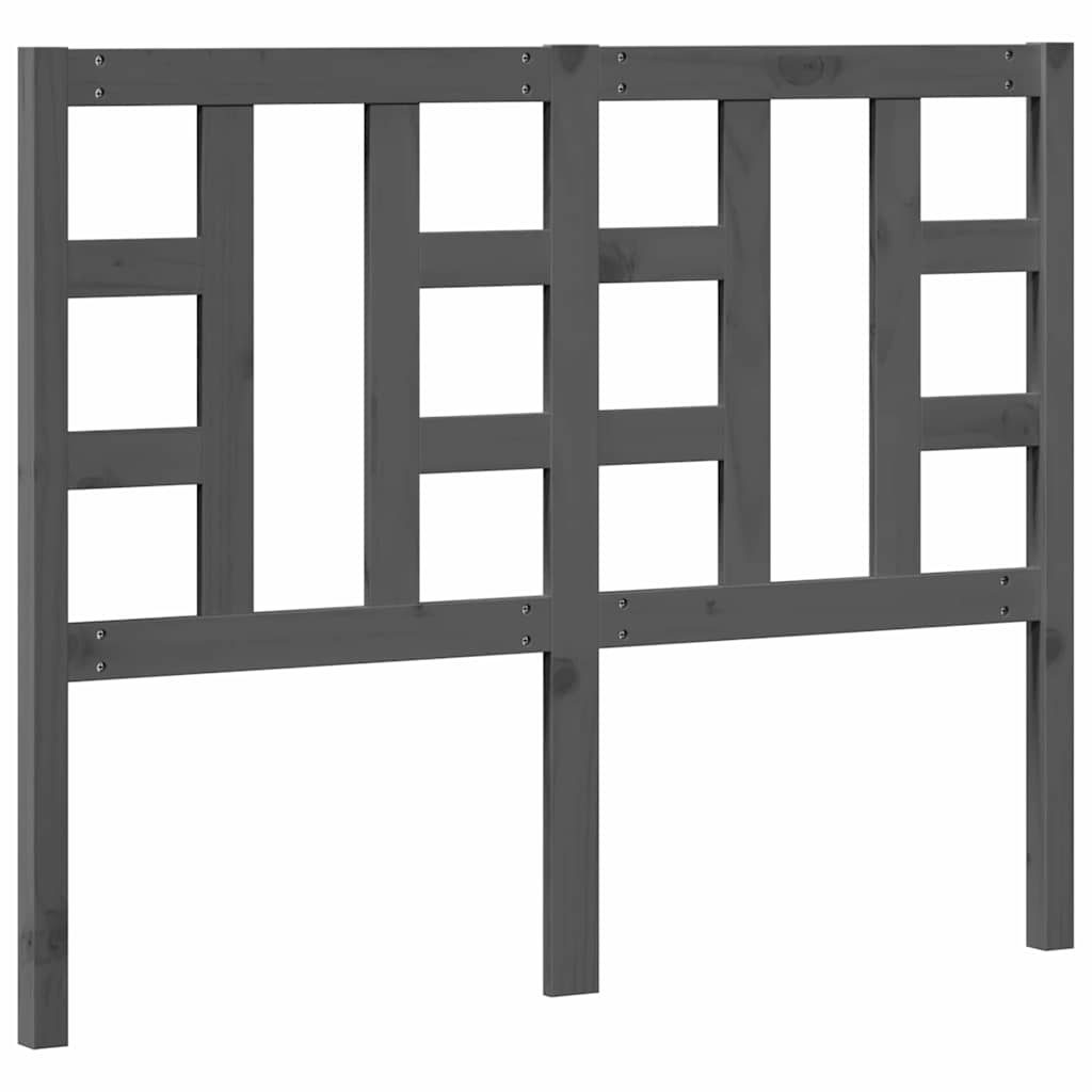 Bed Headboard Grey 126x4x100 cm Solid Wood Pine