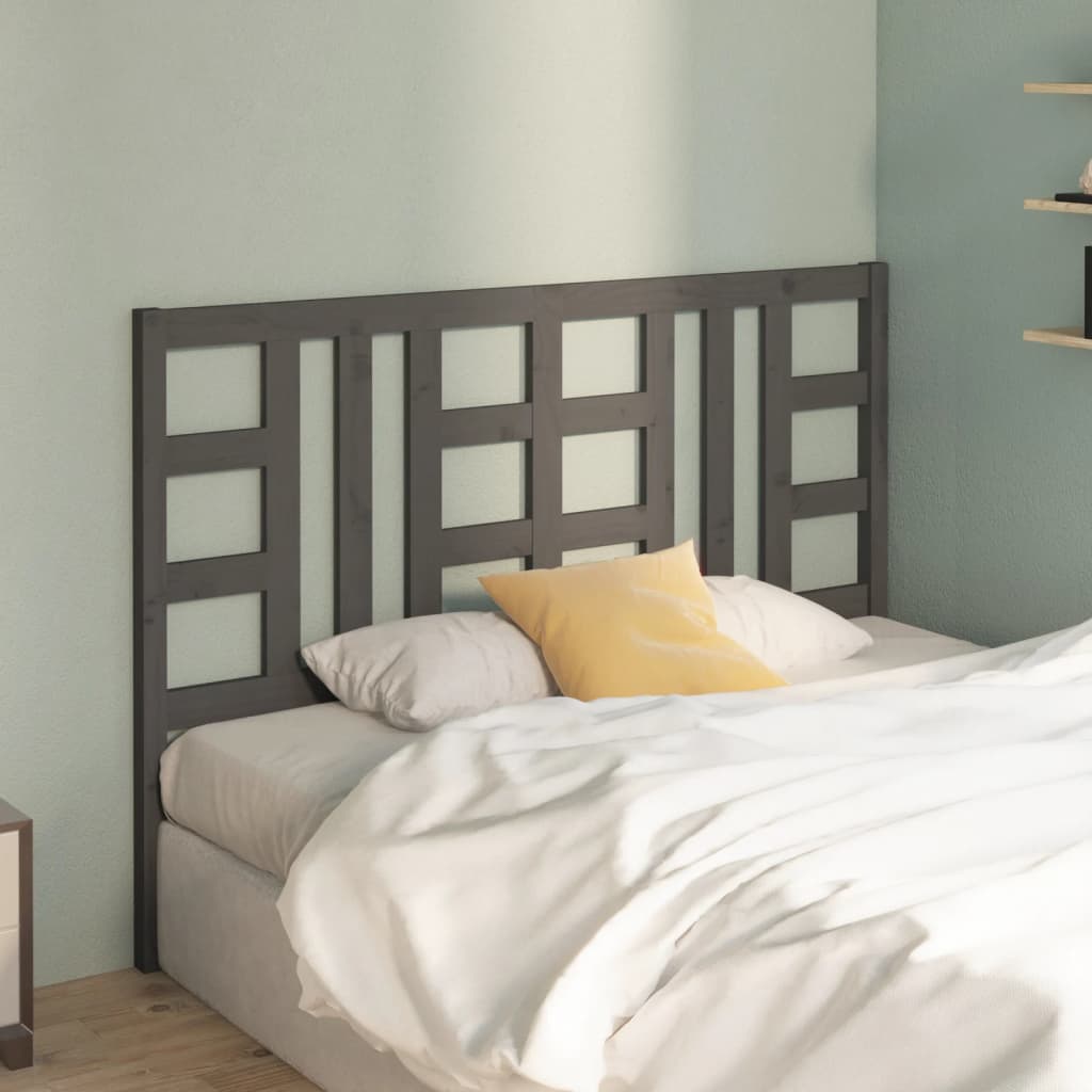 Bed Headboard Grey 166x4x100 cm Solid Wood Pine
