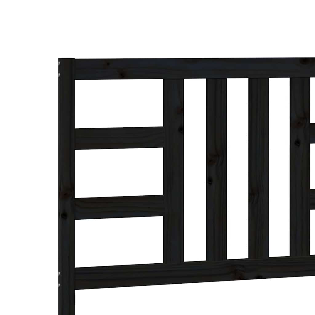 Bed Headboard Black 206x4x100 cm Solid Wood Pine