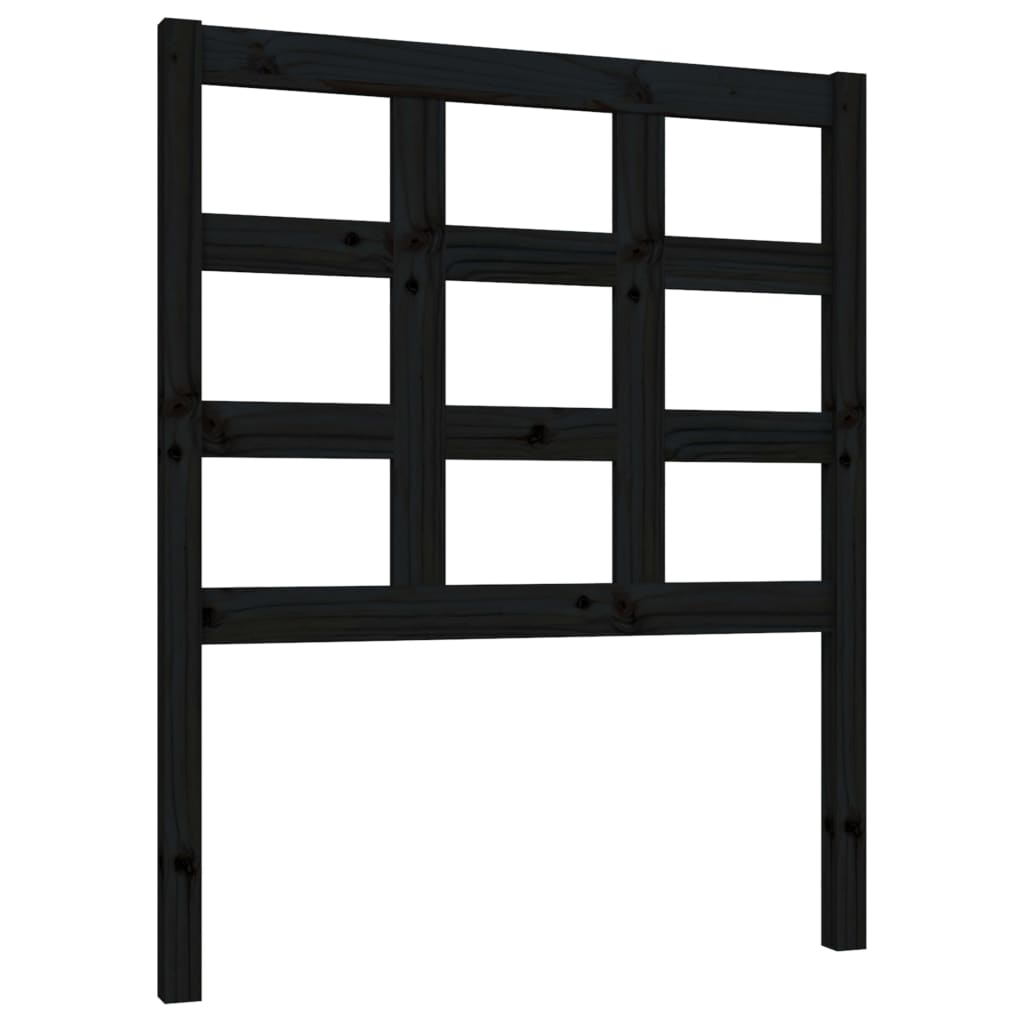 Bed Headboard Black 80.5x4x100 cm Solid Wood Pine