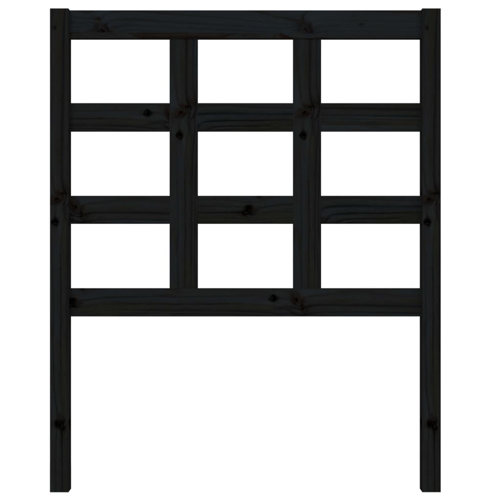 Bed Headboard Black 80.5x4x100 cm Solid Wood Pine