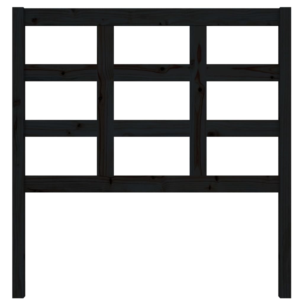 Bed Headboard Black 95.5x4x100 cm Solid Wood Pine