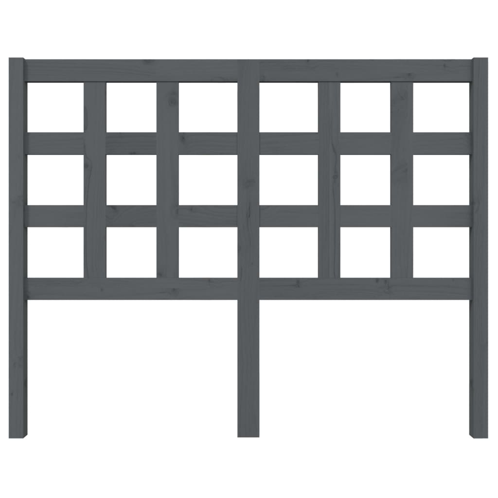 Bed Headboard Grey 125.5x4x100 cm Solid Wood Pine