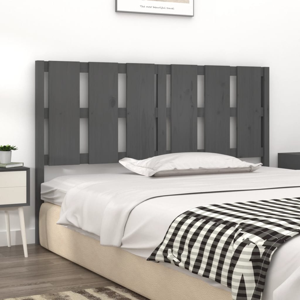 Bed Headboard Grey 155.5x4x100 cm Solid Wood Pine