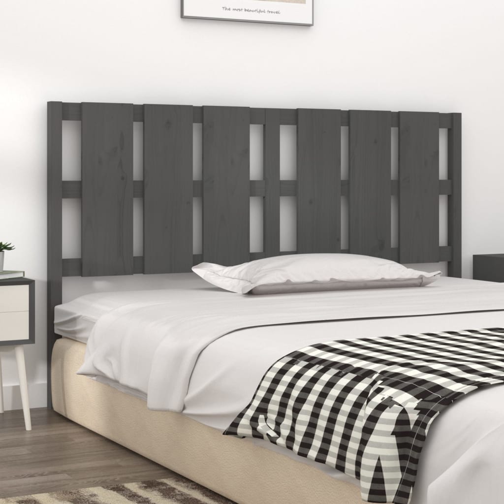 Bed Headboard Grey 165.5x4x100 cm Solid Wood Pine