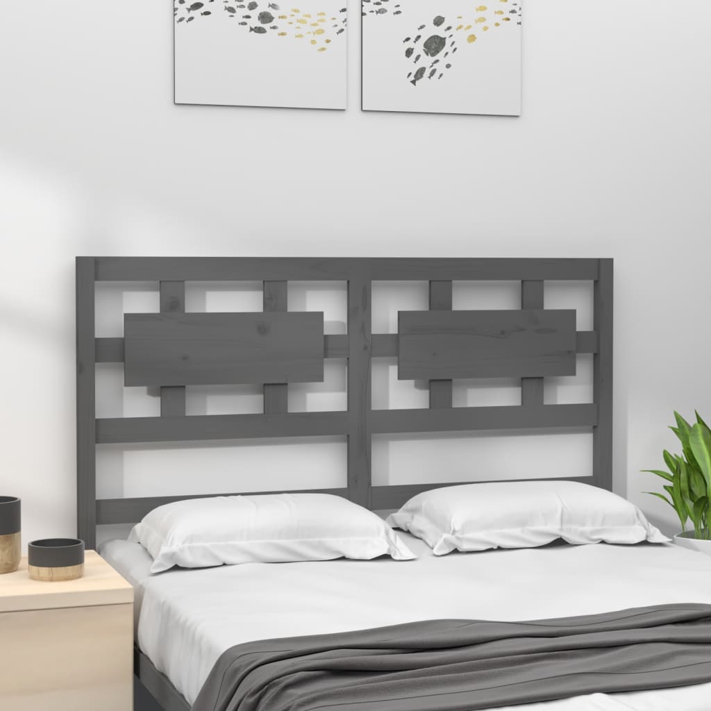 Bed Headboard Grey 165.5x4x100 cm Solid Wood Pine