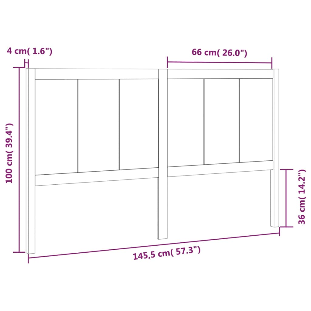 Bed Headboard 145.5x4x100 cm Solid Pine Wood