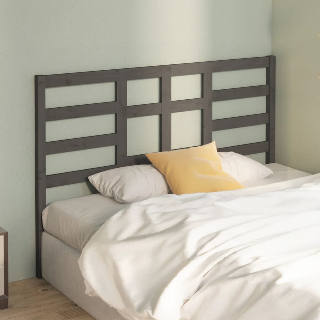 Bed Headboard Grey 166x4x104 cm Solid Wood Pine