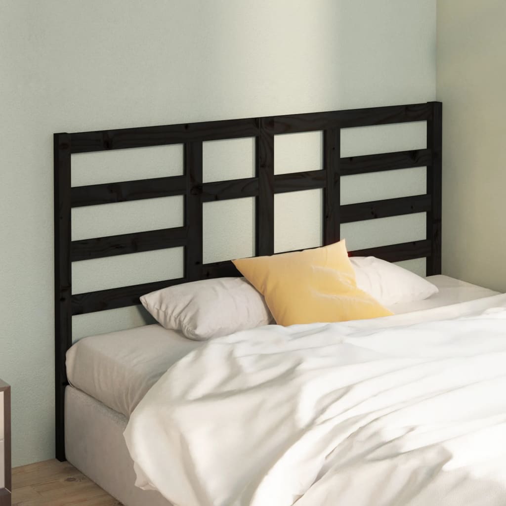 Bed Headboard Black 166x4x104 cm Solid Wood Pine